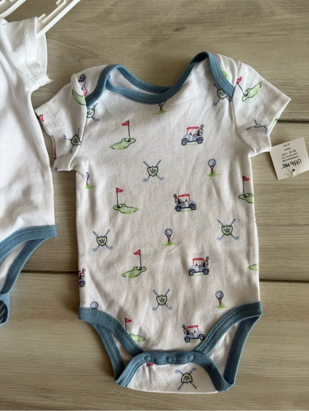 Little Me Golf Club 3-Pack Bodysuits Blue 3 Months NWT